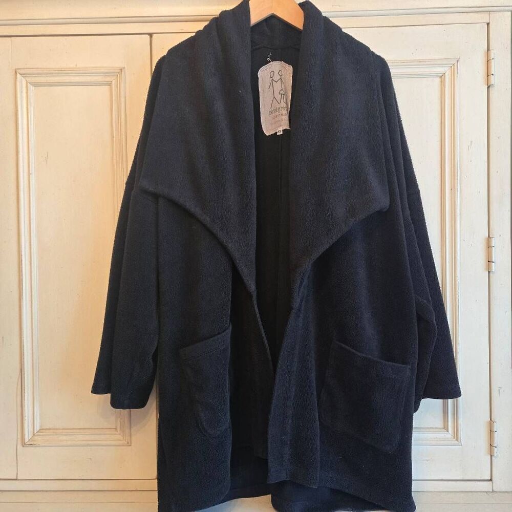 Johnny Was Pete & Greta Black Oversize Cardigan Coat Fuzzy XS